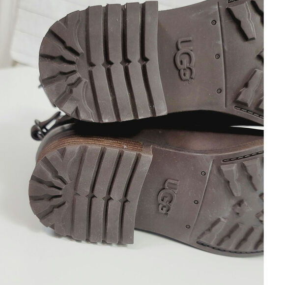 UGG ALDON STOUT WATER RESISTANT SHEARLING LINED ANKLE BOOTS IN BROWN, SZ 8 - Picture 13 of 16